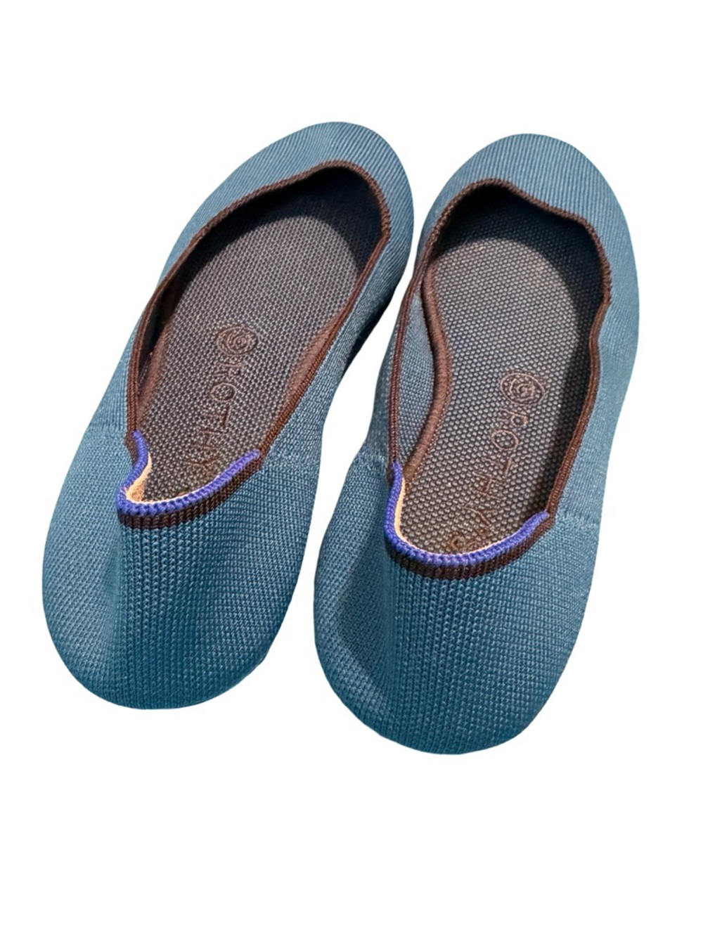 Rothy’s The Flat Teak Blue Knit Ballet Flats Women’s 8.5 Washable Slip On - Picture 2 of 6